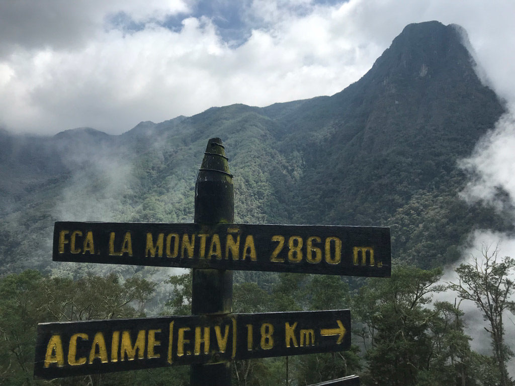 Panneau Finca las Montañas dans la Vallée de Cocora